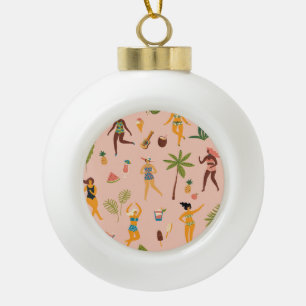 Swimsuit Ladys: Tropischer Vintager Tanz Keramik Kugel-Ornament