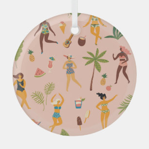 Swimsuit Ladys: Tropischer Vintager Tanz Ornament Aus Glas