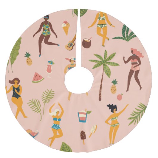 Swimsuit Ladys: Tropischer Vintager Tanz Polyester Weihnachtsbaumdecke (Vorderseite)