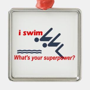 SwimsuperPower Silbernes Ornament