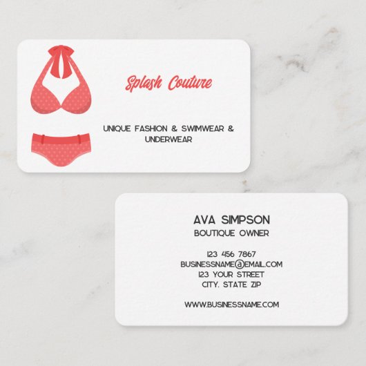 Swimwear Swimsuit Visitenkarte (Vorne/Hinten)