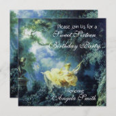 SWING,16 . GEBURTSTAG PARTY Blau-Gelber Champagner Einladung (Vorne/Hinten)