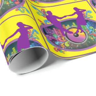 Swing Dance Couple auf Record- und Music-Beats Geschenkpapier