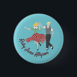 Swing Dance Couple Button<br><div class="desc">Swing Dance Paar Design-Taste mit anpassbarem Text.</div>