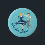 Swing Dance Couple Button<br><div class="desc">Swing Dance Paar Design-Taste mit anpassbarem Text.</div>
