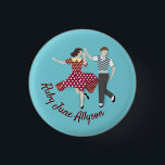 Swing Dance Couple Button<br><div class="desc">Swing Dance Paar Design-Taste mit anpassbarem Text.</div>