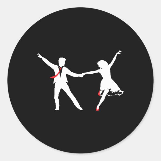 Swing Dance Couple - Dance School Swing Dance Swan Runder Aufkleber (Vorderseite)