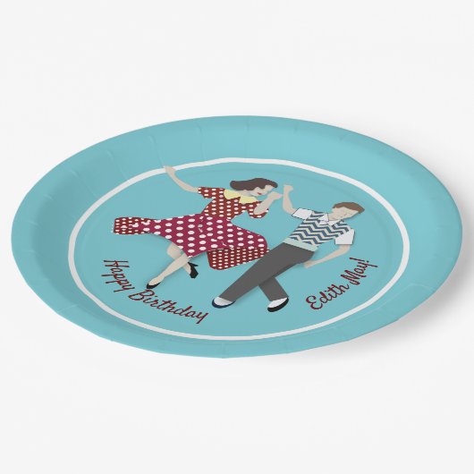 Swing Dance Couple Pappteller (Schrägansicht)