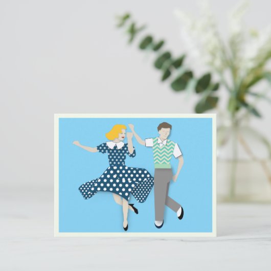 Swing Dance Couple Postkarte (Stehend Vorderseite)