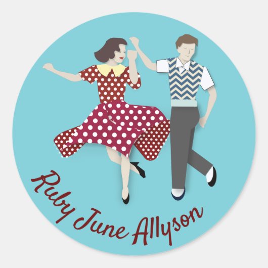 Swing Dance Couple Runder Aufkleber (Vorderseite)