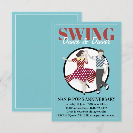Swing Dance Einladung (Vorne/Hinten)