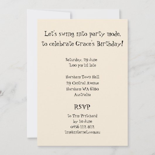 Swing Dance Einladung (Rückseite)
