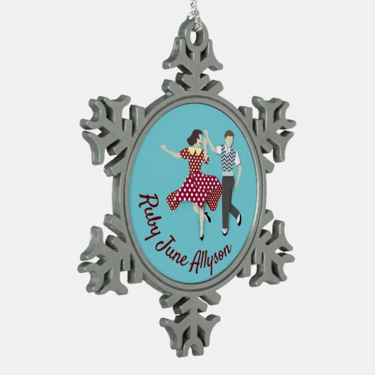 Swing Dance Schneeflocken Zinn-Ornament (Links)
