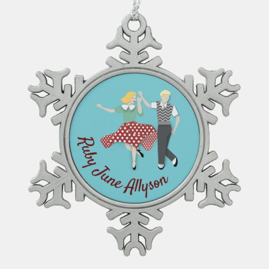 Swing Dance Schneeflocken Zinn-Ornament (Vorderseite)