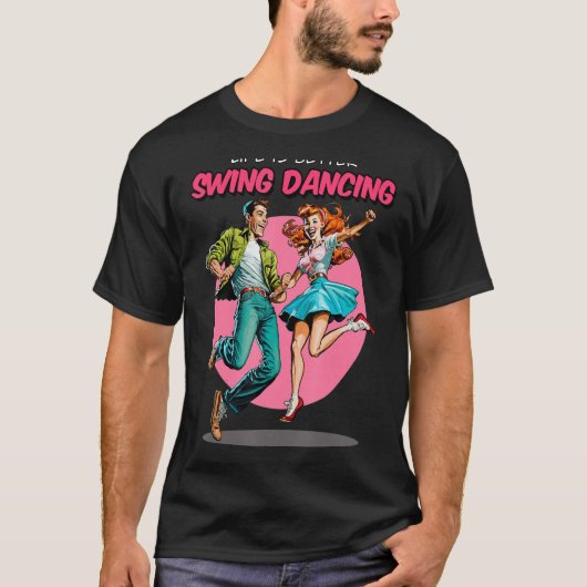 Swing Dancing 1950er Sock Hop Lindy Hop Dance T-Shirt (Vorderseite)