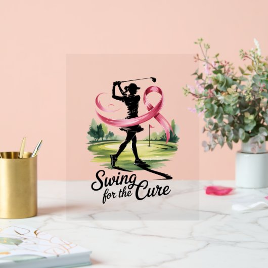 Swing for Cure Golf Breast Cancer Acrylschild (Hochzeit)