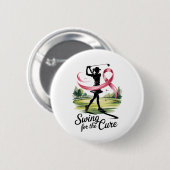 Swing for Cure Golf Breast Cancer Button (Vorne & Hinten)