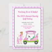 Swing for Pink Golf Outfit Breast Cancer Awareness Einladung (Vorderseite)