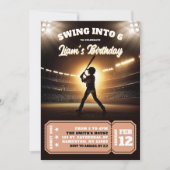 Swing in Baseball Rookie Birthday Boy Einladung (Vorderseite)