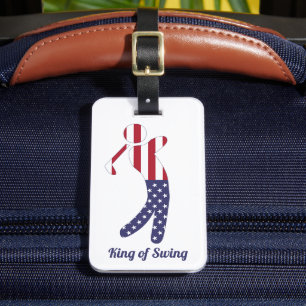 Swing King   American Flag Golf Player Gepäckanhänger