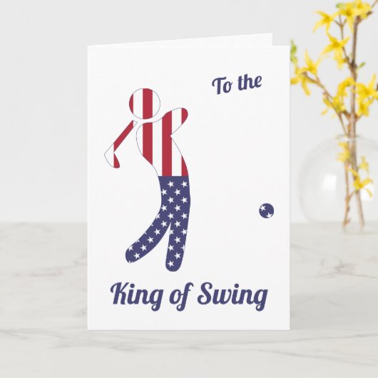 Swing King | Amerikanische Flagge | Vatertag Karte (Gelbe Blume)