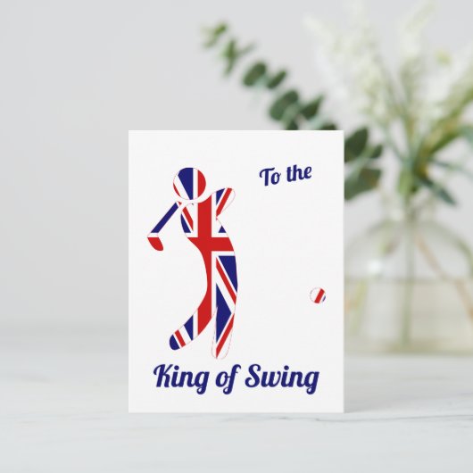 Swing King | Union Jack Golfer | Vatertag Postkarte (Stehend Vorderseite)