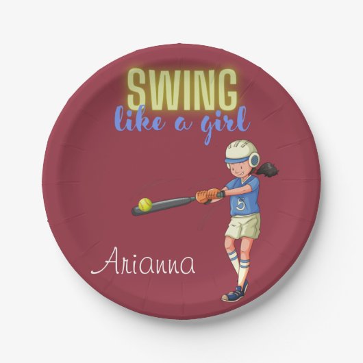 Swing Like A Girl Softball Pappteller (Vorderseite)