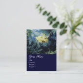 SWING MONOGRAM, Blaugelb-gelb-goldene Metallic Visitenkarte (Stehend Vorderseite)