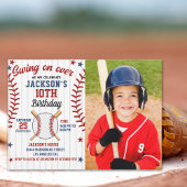 Swing On Over – Baseball Birthday Boy with Photo Einladung