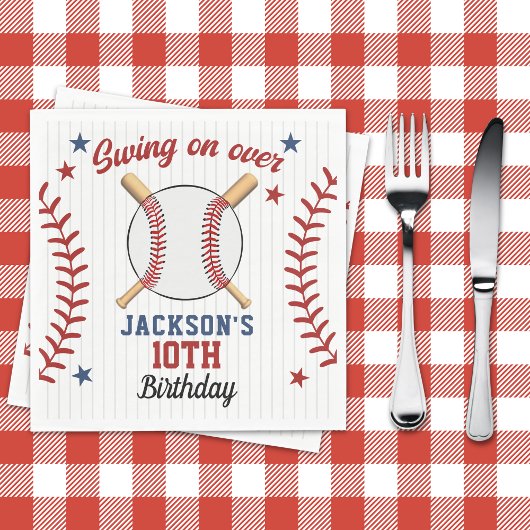 "Swing On Over – Baseball Birthday Party Serviette