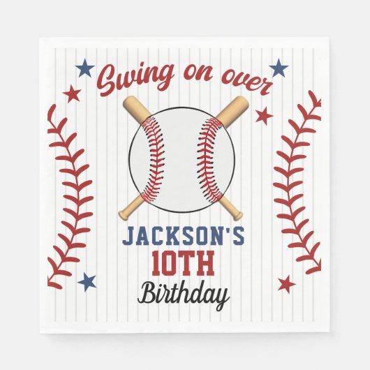 "Swing On Over – Baseball Birthday Party Serviette (Vorderseite)
