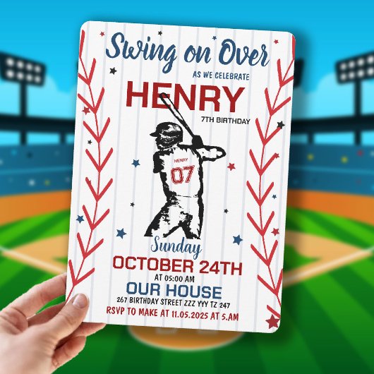 Swing on Over | Baseball-Geburtstagsfeier Einladung