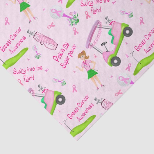 Swing Pink Golfer Breast Cancer Awareness Seidenpapier (Detail)