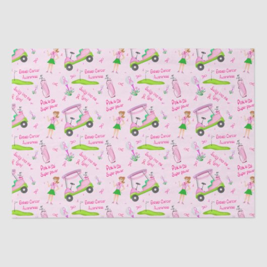 Swing Pink Golfer Breast Cancer Awareness Seidenpapier (Vorderseite)