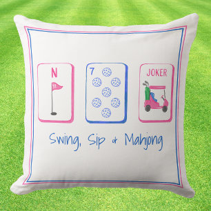 Swing, Sip, Mahjong / Golf Mahjong Kissen