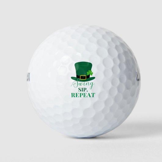 'Swing, Sip, Repeat' St. Patrick's Day-Spaß Heiter Golfball (Vorderseite)