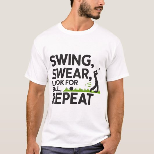 Swing, Swear, Search, Repeat - Funny Golf Shirt (Vorderseite)