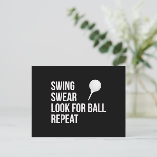 Swing Swear suchen nach Ball Wiederholung lustigen Postkarte (Stehend Vorderseite)