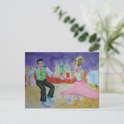 Swing Tanz am Samstagabend Postkarte (Stehend Vorderseite)
