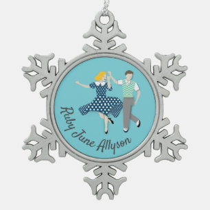 Swing-Tanz Schneeflocken Zinn-Ornament