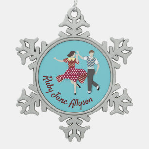 Swing-Tanz Schneeflocken Zinn-Ornament