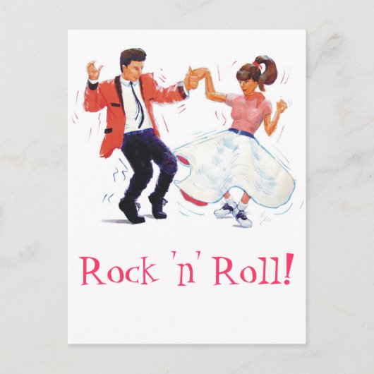 Swing-Tänzer mit Poodle-Rock und Sattelschuhen Postkarte (Vorderseite)