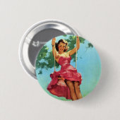 Swingendes Pin Up Mädchen Button (Vorne & Hinten)
