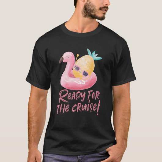 Swinger Cruise Flamingo Auf den Kopf Ananas T-Shirt (Vorderseite)