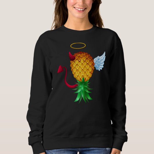 Swinger Upside Down Ananas Halb Teufel Halbwut Sweatshirt (Vorderseite)