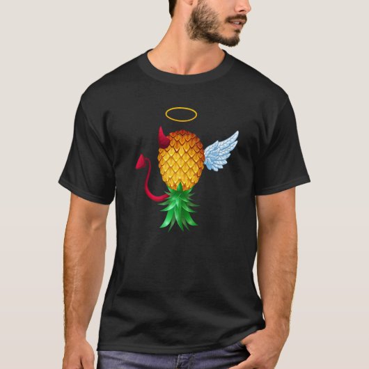 Swinger Upside Down Ananas Halb Teufel Halbwut T-Shirt (Vorderseite)