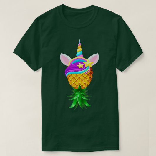 Swinger Upside Down Ananas Magical Unicorn Head T-Shirt (Design vorne)