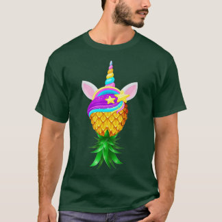 Swinger Upside Down Ananas Magical Unicorn Head T-Shirt