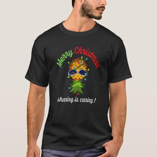 Swinger Upside Down Ananas Weihnachtsleuchten T-Shirt (Vorderseite)
