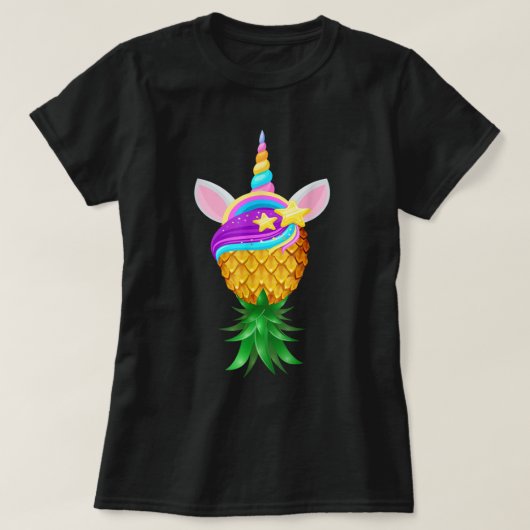 Swinger Upside Down Pineapple Magical Unicorn Head T-Shirt (Design vorne)